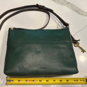 Fossil Dark Green Leather Shoulder Bag